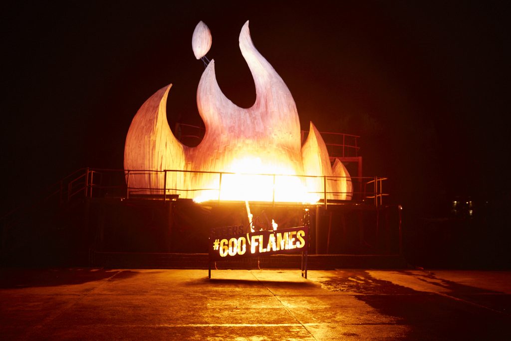 Steers 600th flames