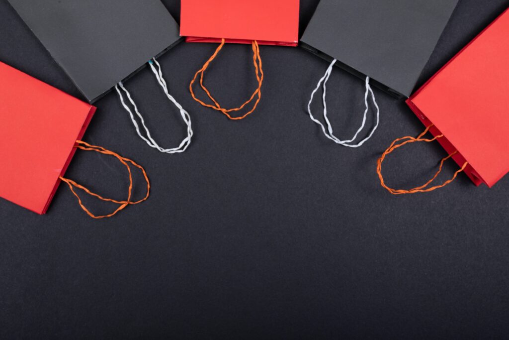 Black and red shopping bags