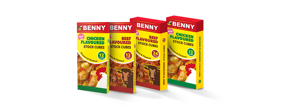 A pack of Benny Beef and Chicken Flavoured Stock Cubes.