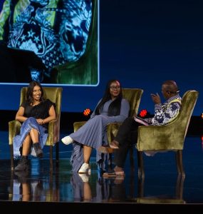 thebe ikalafeng,khensani nobanda and opeyemi lawal at the imc