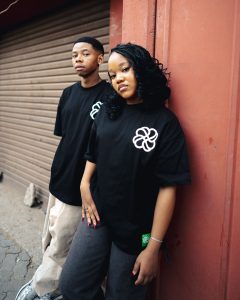 Model wearing Flower Club clothing