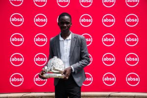 Absa L’Atelier 2026 award winners Reginald Boateng, Emmanuel Chisenga, Segun Owolabi and Treasure Mlima