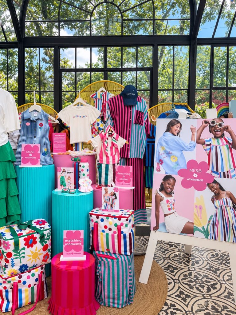 ME&B x Ackermans collection featuring colourful clothing and embroidered designs
