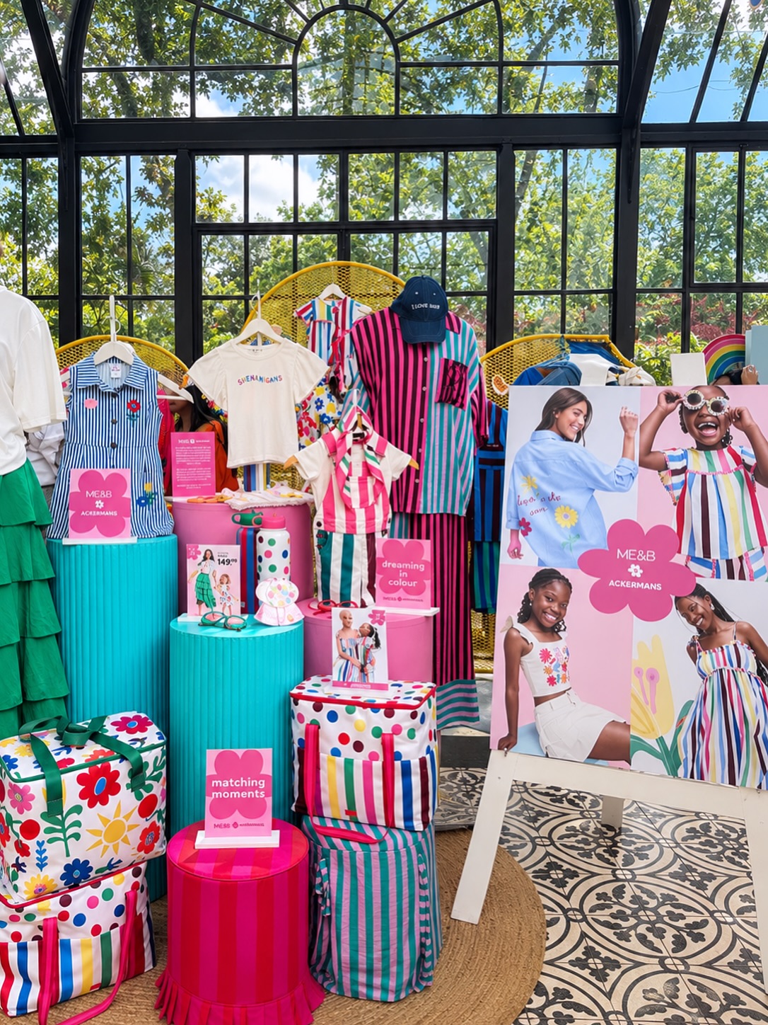 ME&B x Ackermans collection featuring colourful clothing and embroidered designs