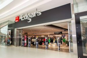 Clothing displays inside an Edgars fashion store